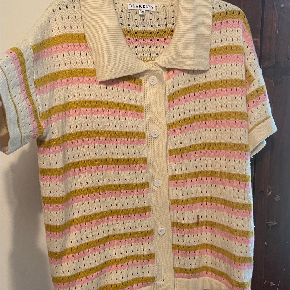 Kids Button Down Striped Shirt - Cream, Pink, Yellow